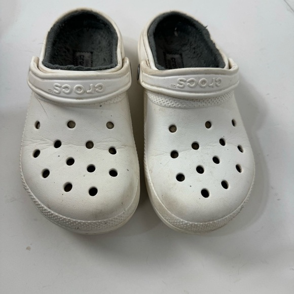 Crocs white & grey sherpa lined classic clogs slip on - Picture 2 of 7